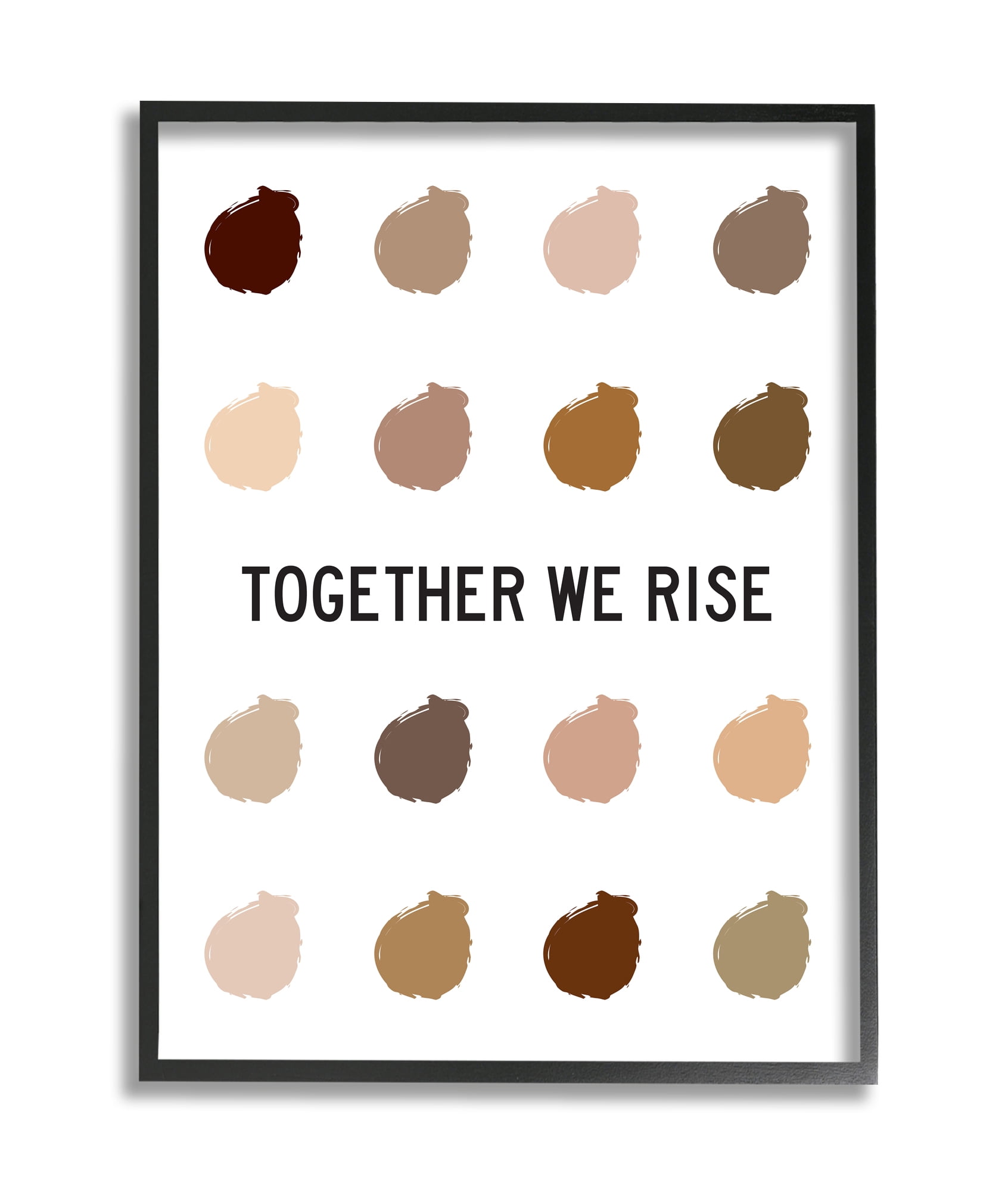Stupell Industries Together We Rise Inspirational Phrase Neutral Tone Marks Black Framed, 11 x 14, Design by Tenisha Proctor