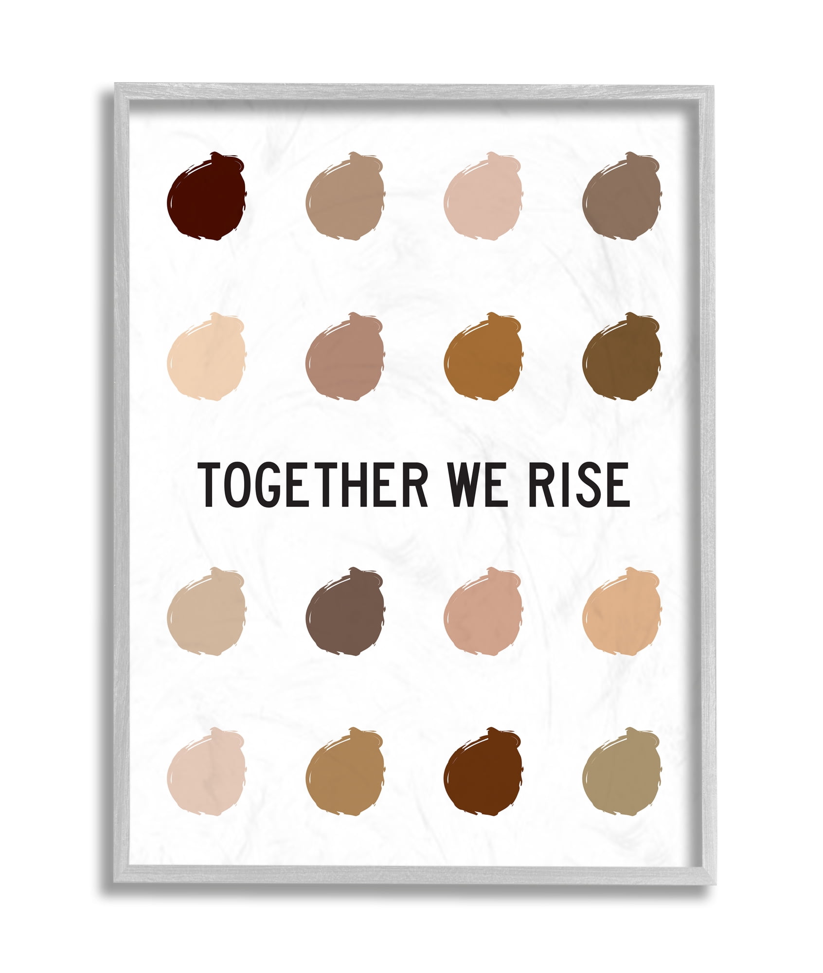 Stupell Industries Together We Rise Inspirational Phrase Neutral Tone Marks Grey Framed, 16 x 20, Design by Tenisha Proctor