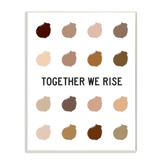 Stupell Industries Together We Rise Inspirational Phrase Neutral Tone Marks Wall Plaque, 10 x 15, Design by Tenisha Proctor