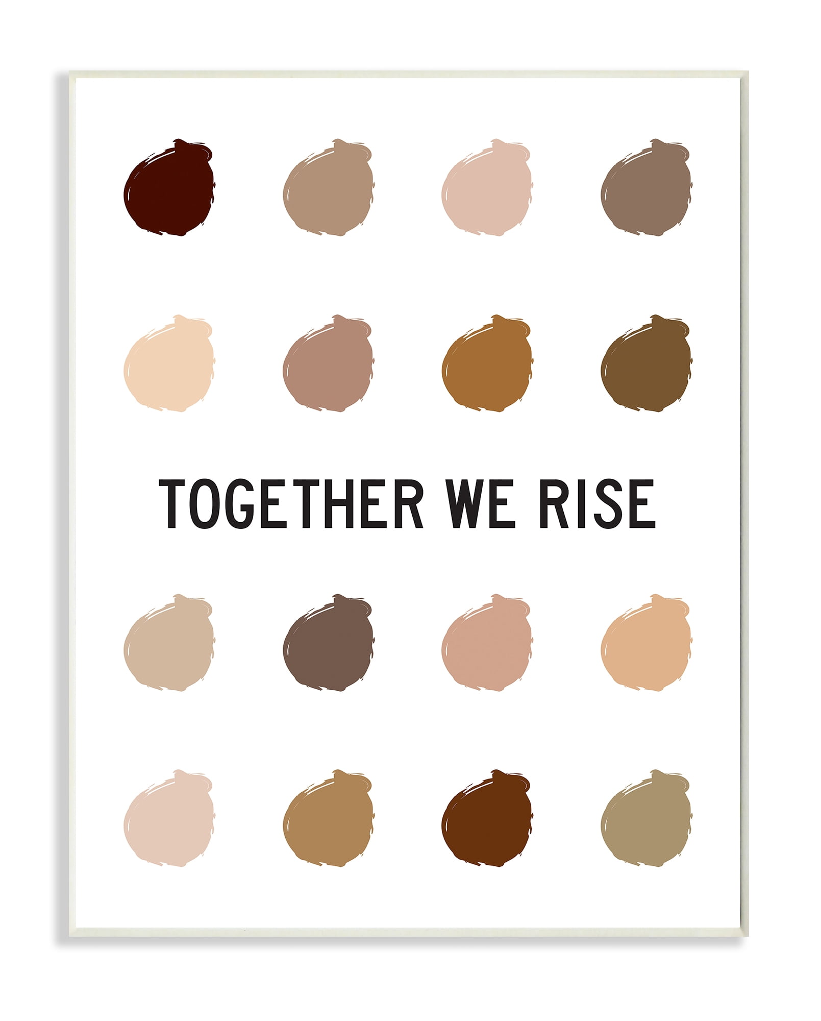 Stupell Industries Together We Rise Inspirational Phrase Neutral Tone Marks Wall Plaque, 13 x 19, Design by Tenisha Proctor