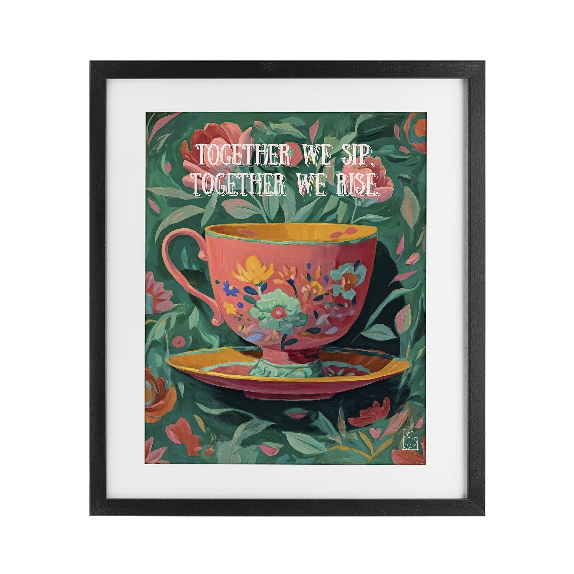 Stupell Industries Together We Sip & Rise Black Framed Print Under Glass, design by Sara Culpepper