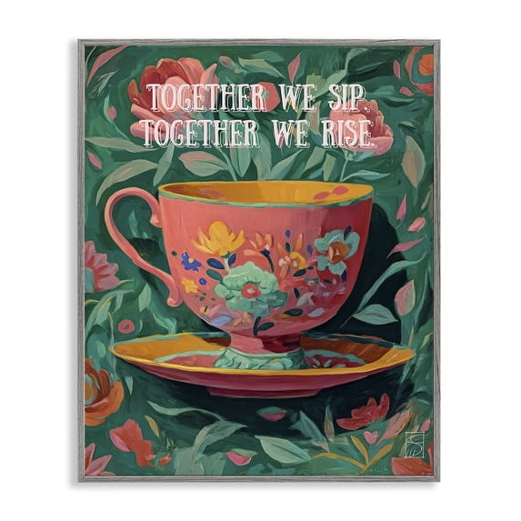 Stupell Industries Bohemian Together We Sip & Rise Gray Framed Giclee Art, 16 x 20, by Sara Culpepper