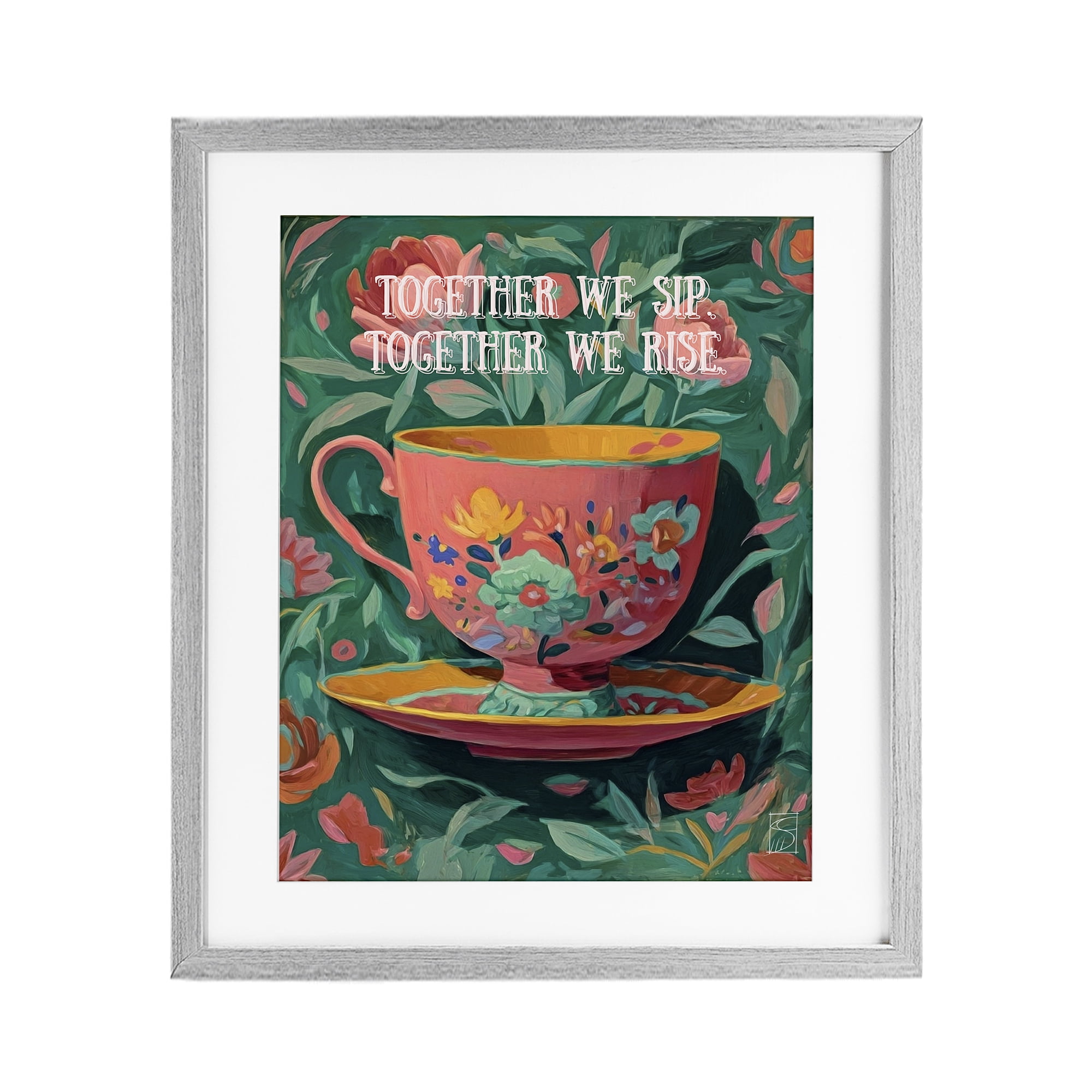 Stupell Industries Together We Sip & Rise Gray Framed Print Under Glass, design by Sara Culpepper