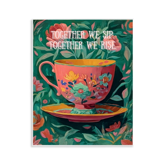 Stupell Industries Together We Sip & Rise Wall Plaque Art, design by Sara Culpepper