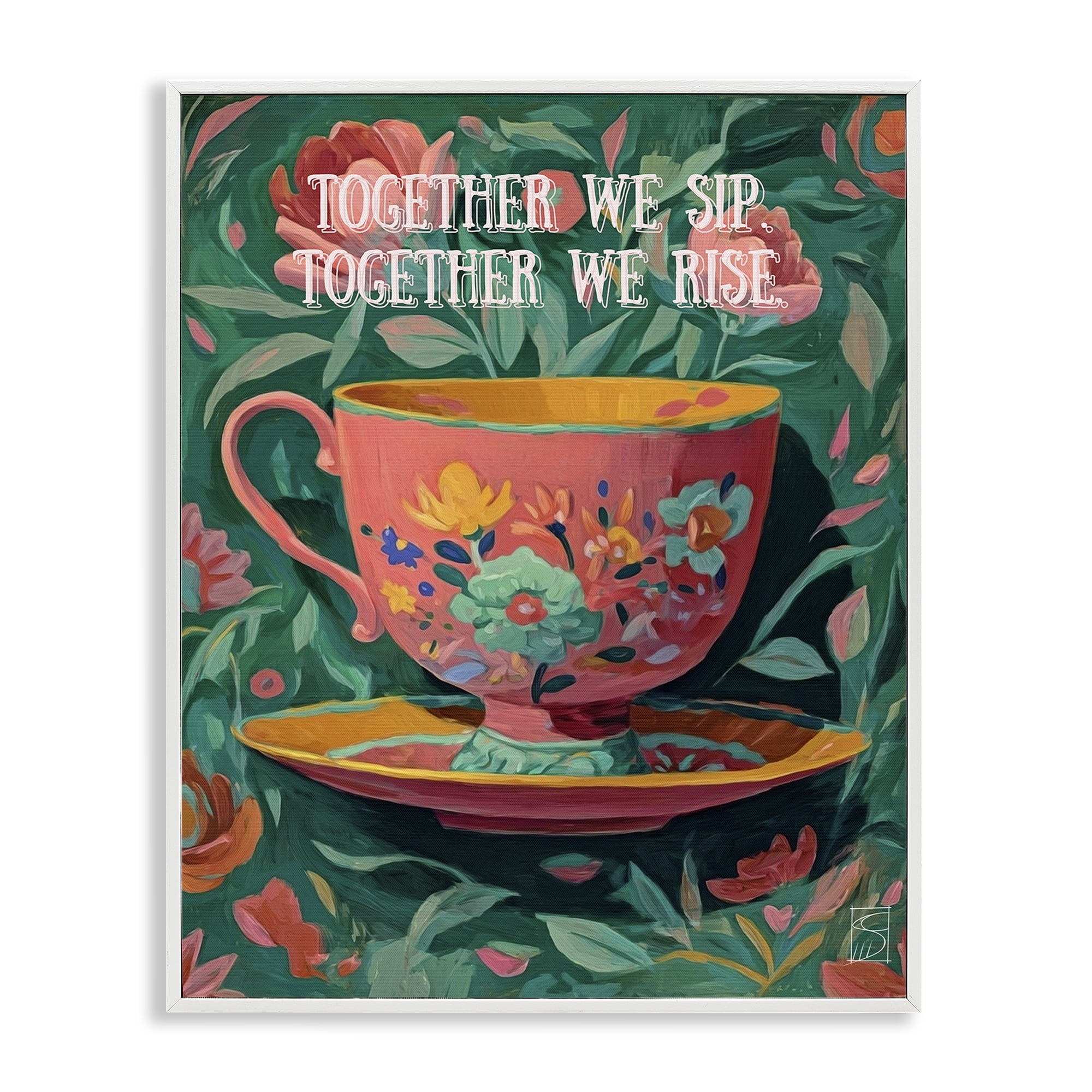 Stupell Industries Together We Sip & Rise White Framed Giclee Art, design by Sara Culpepper