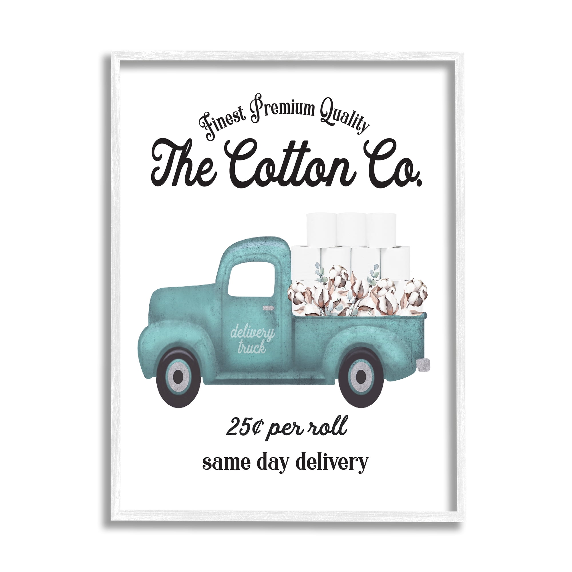 Stupell Industries Toilet Paper Cotton Co Delivery Truck Bathroom Word Design, 24 x 30,Design by Lettered and Lined