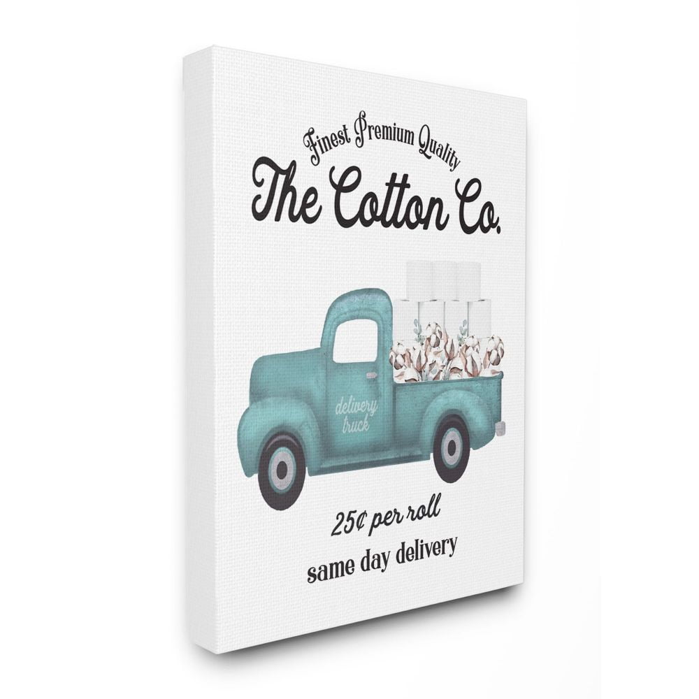 Stupell Industries Toilet Paper Cotton Co Delivery Truck Bathroom Word Design Canvas Wall Art by Lettered and Lined