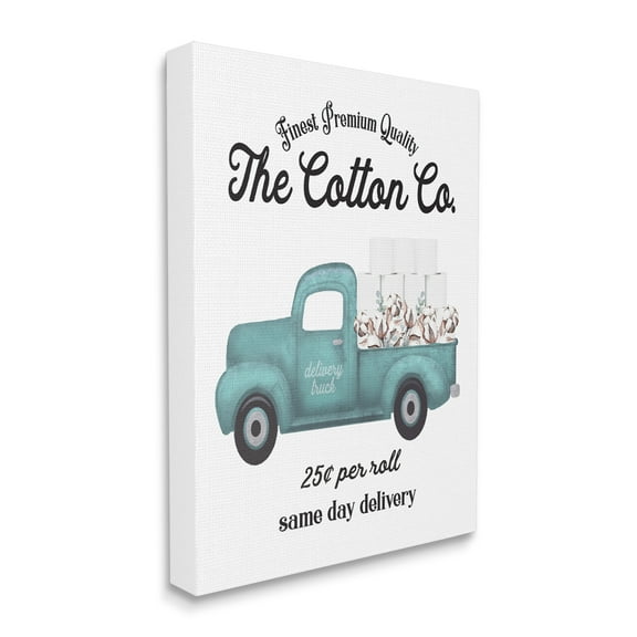 Stupell Industries Toilet Paper Cotton Co Delivery Truck Bathroom Word Design Canvas Wall Art by Lettered and Lined