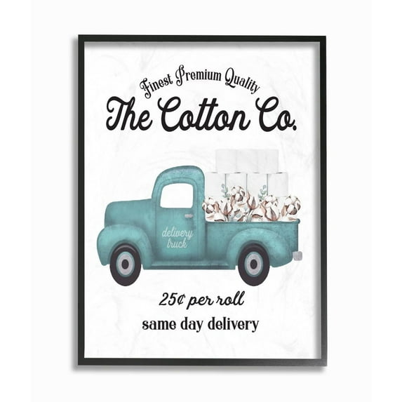 Stupell Industries Toilet Paper Cotton Co Delivery Truck Bathroom Word Design Framed Wall Art by Lettered and Lined