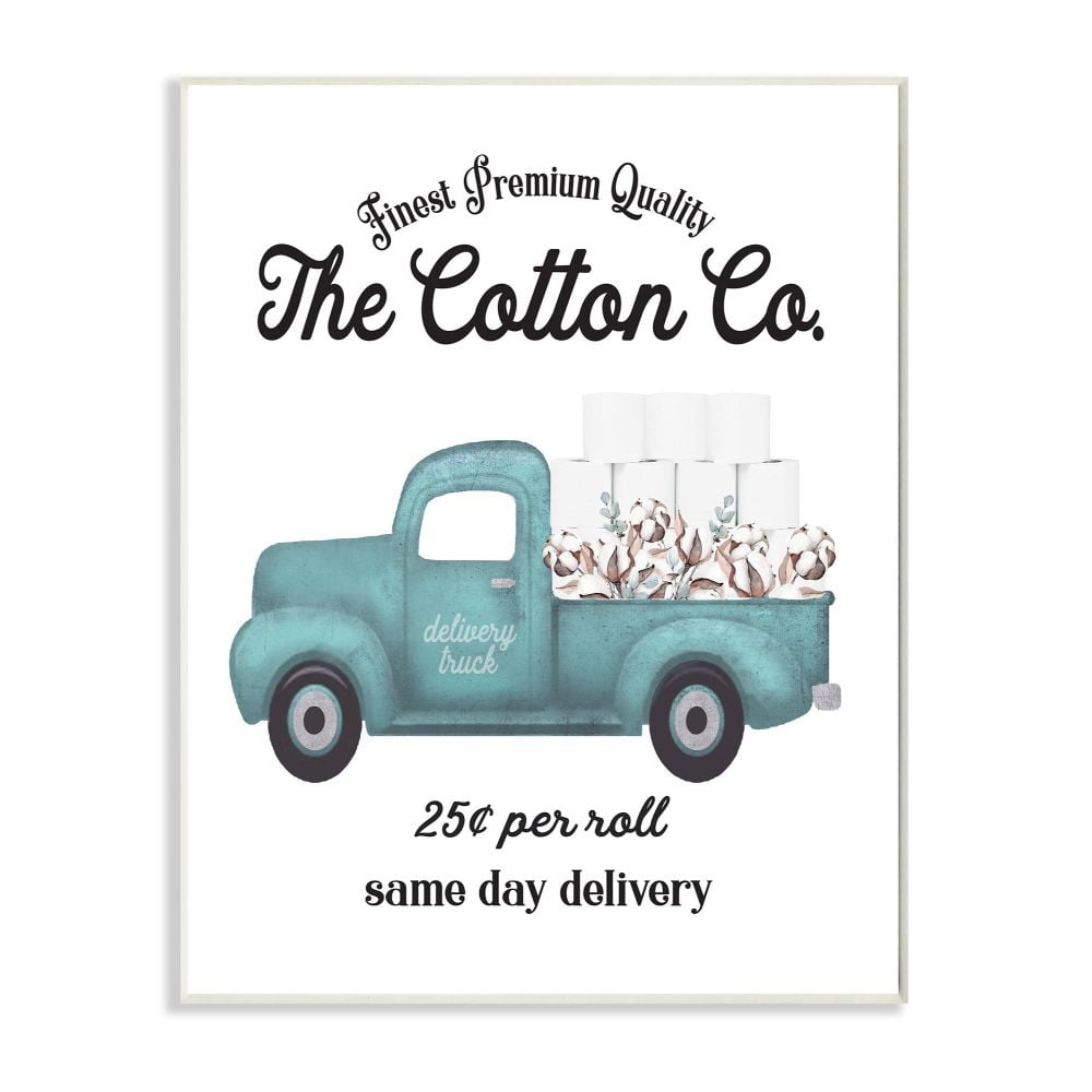 Stupell Industries Toilet Paper Cotton Co Delivery Truck Bathroom Word Design Wall Plaque by Lettered and Lined
