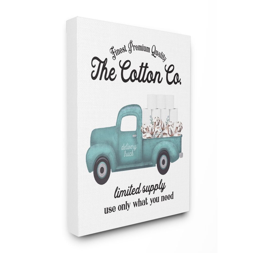 Stupell Industries Toilet Paper Family Bathroom Sign Premium Cotton Truck Canvas Wall Art Design by Lettered and Lined, 16" x 20"