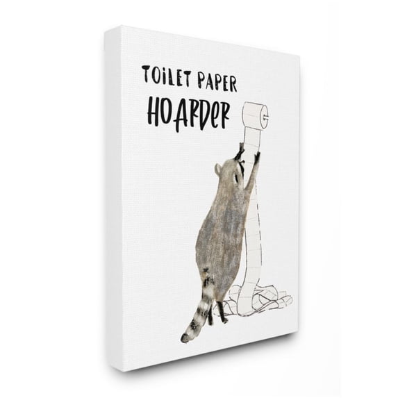 Stupell Industries Toilet Paper Hoarder Phrase Racoon Animal Illustration Design by Victoria Barnes, 36" x 48"