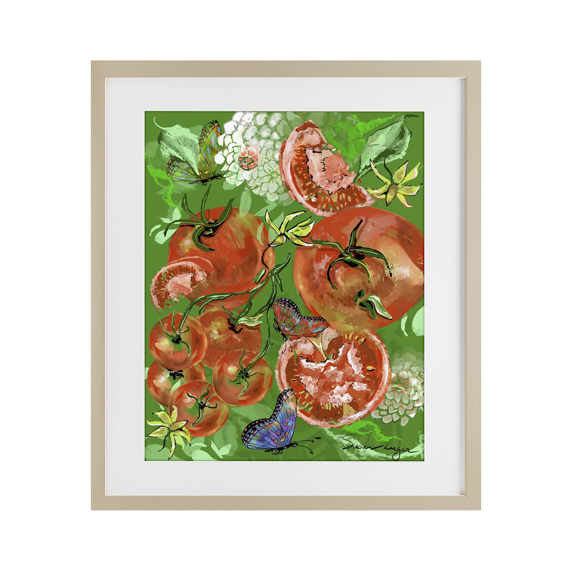 Stupell Industries Tomatoes Swirl Collage Birch Framed Print Under Glass, design by Susan Lugar