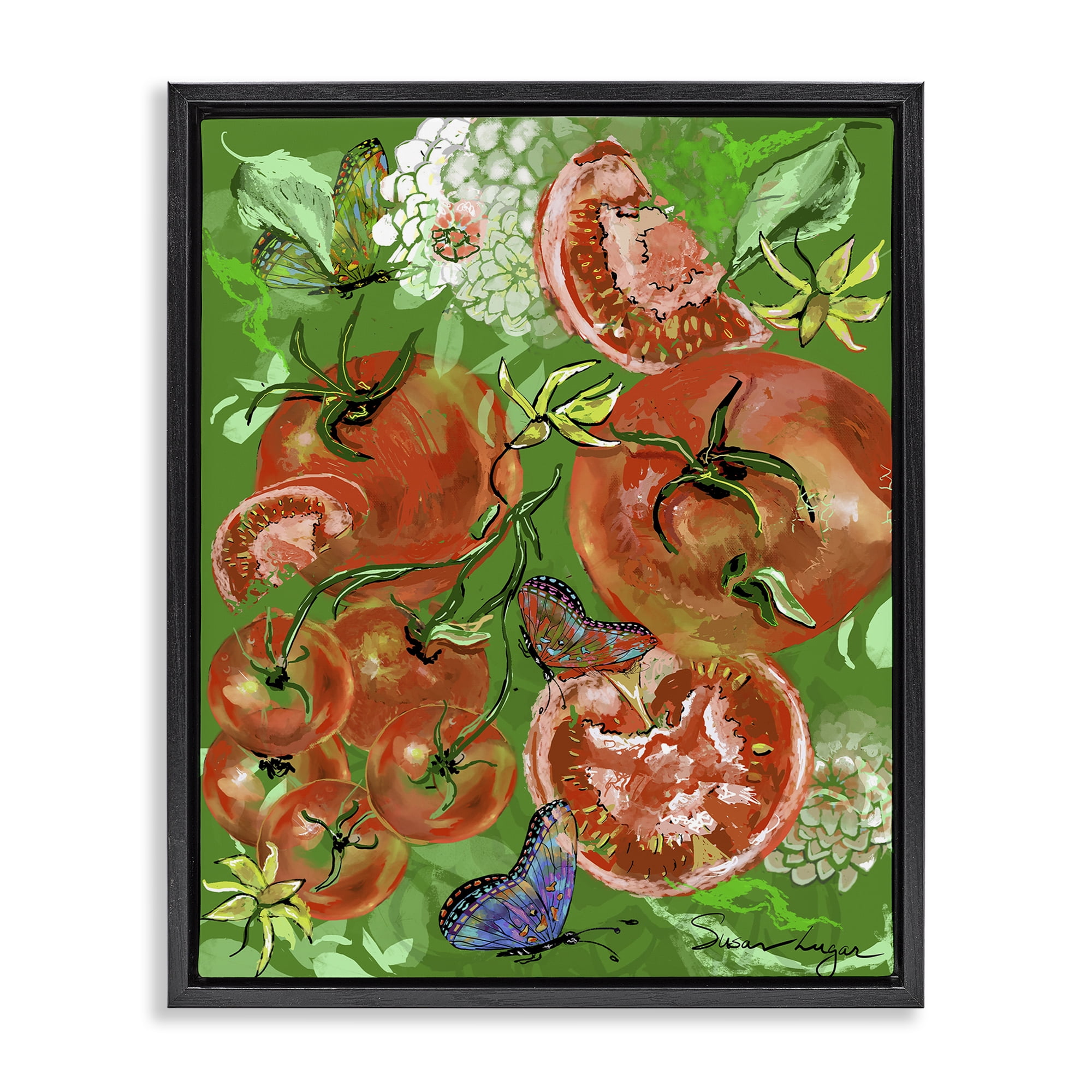 Stupell Industries Tomatoes Swirl Collage Black Framed Floater Canvas Wall Art, design by Susan Lugar