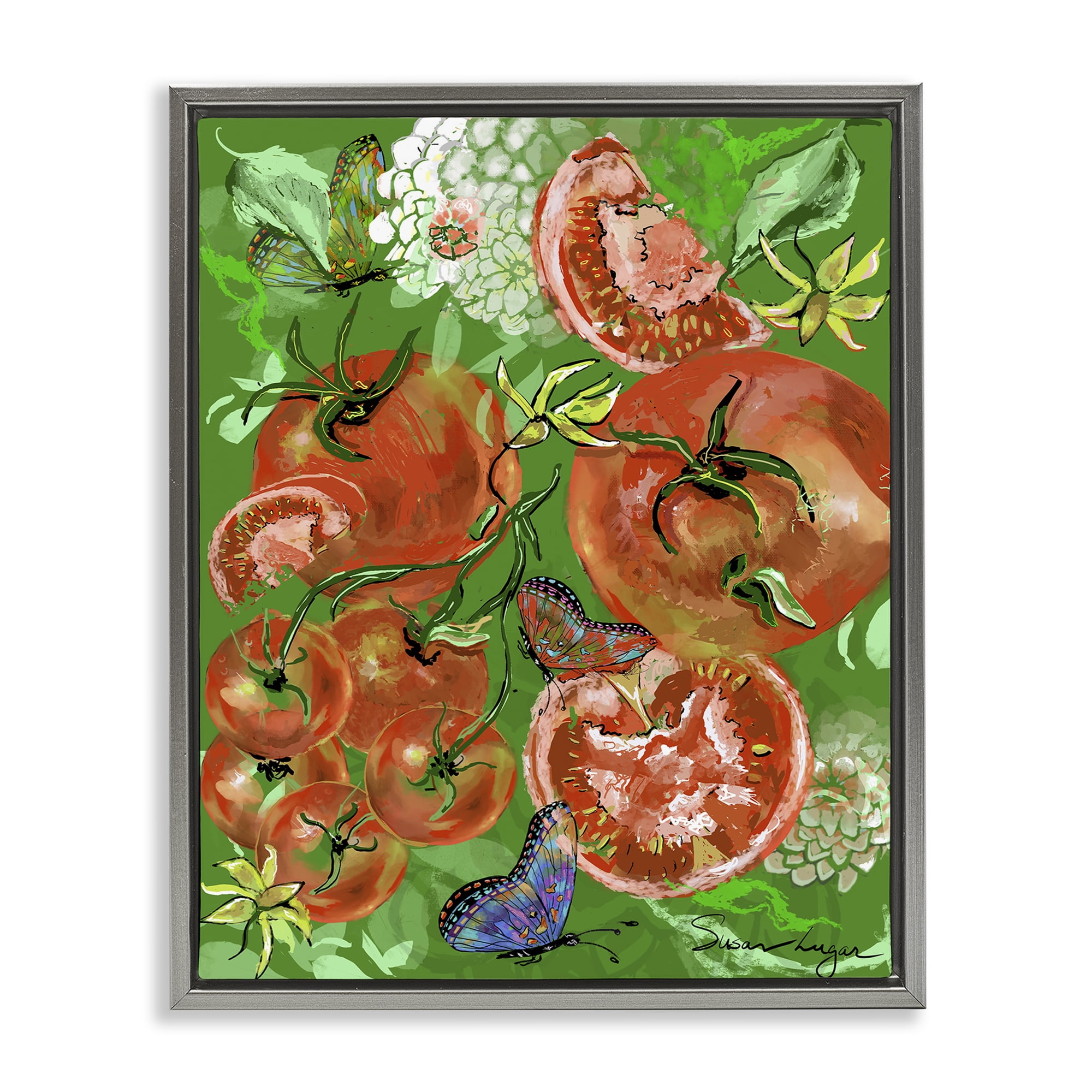 Stupell Industries Tomatoes Swirl Collage Gray Framed Floater Canvas Wall Art, design by Susan Lugar