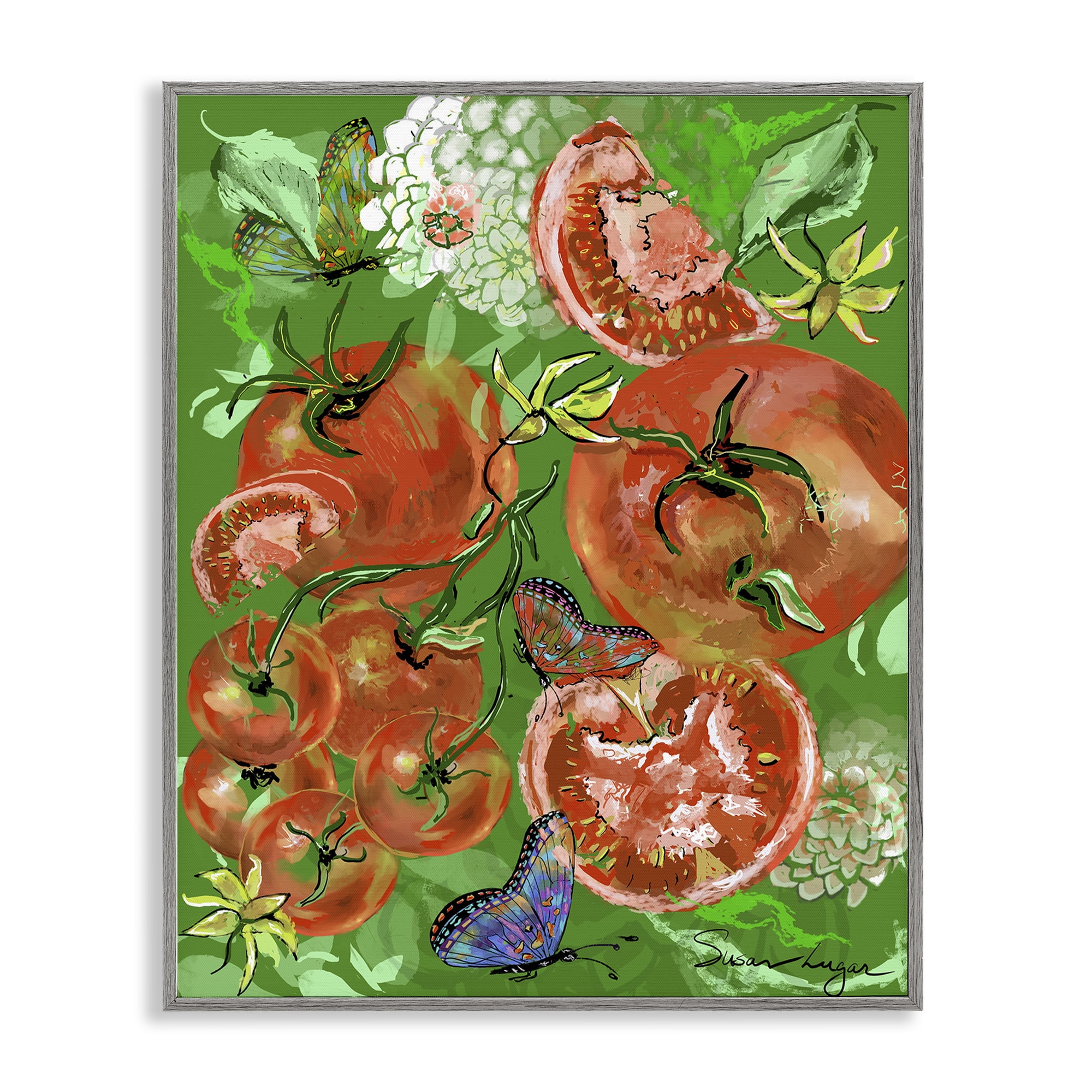 Stupell Industries Tomatoes Swirl Collage Gray Framed Giclee Art, design by Susan Lugar