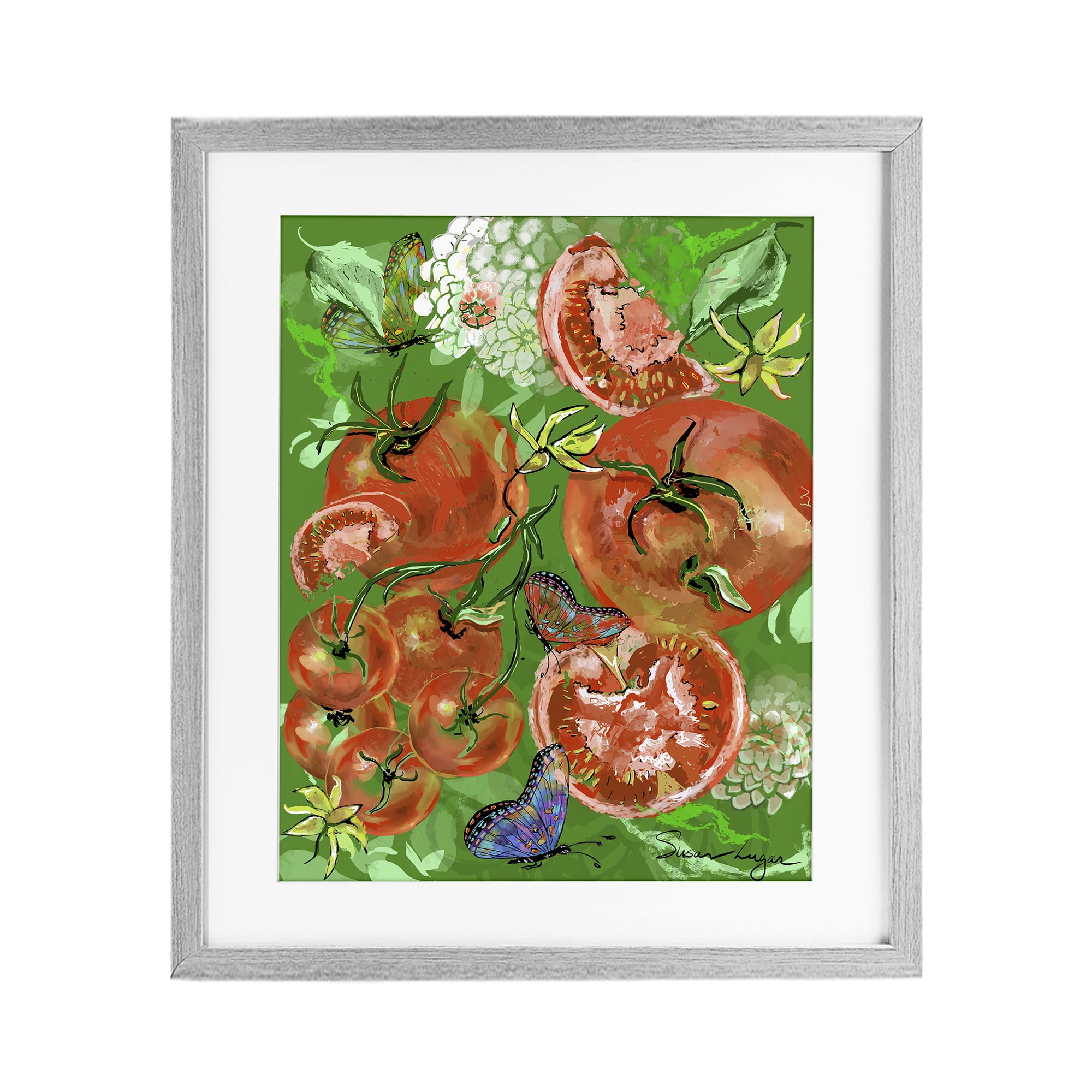 Stupell Industries Tomatoes Swirl Collage Gray Framed Print Under Glass, design by Susan Lugar