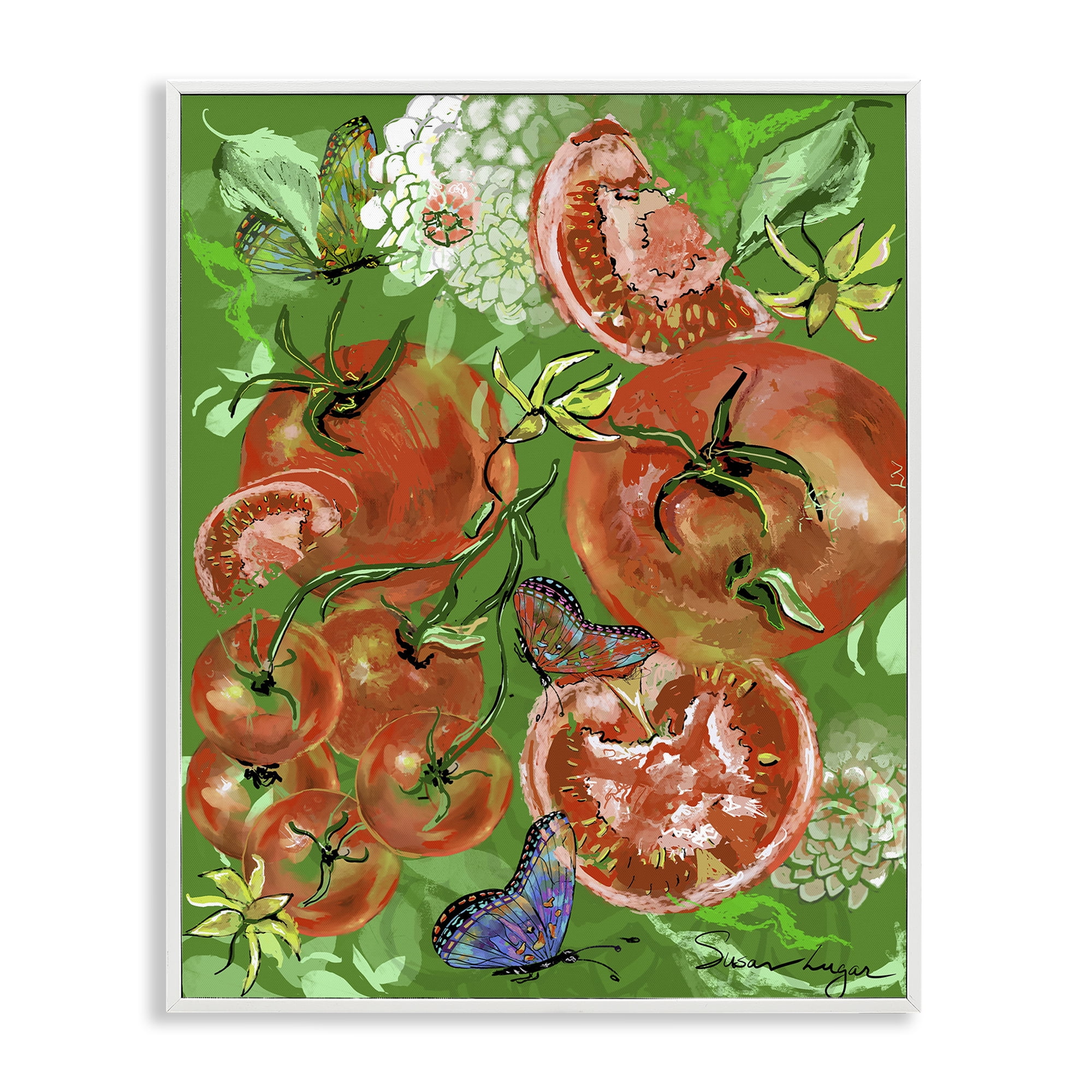 Stupell Industries Tomatoes Swirl Collage White Framed Giclee Art, design by Susan Lugar