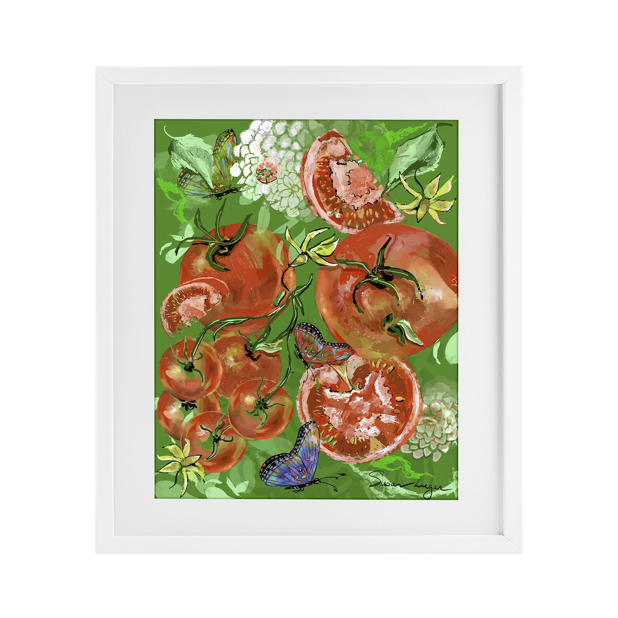 Stupell Industries Tomatoes Swirl Collage White Framed Print Under Glass, design by Susan Lugar