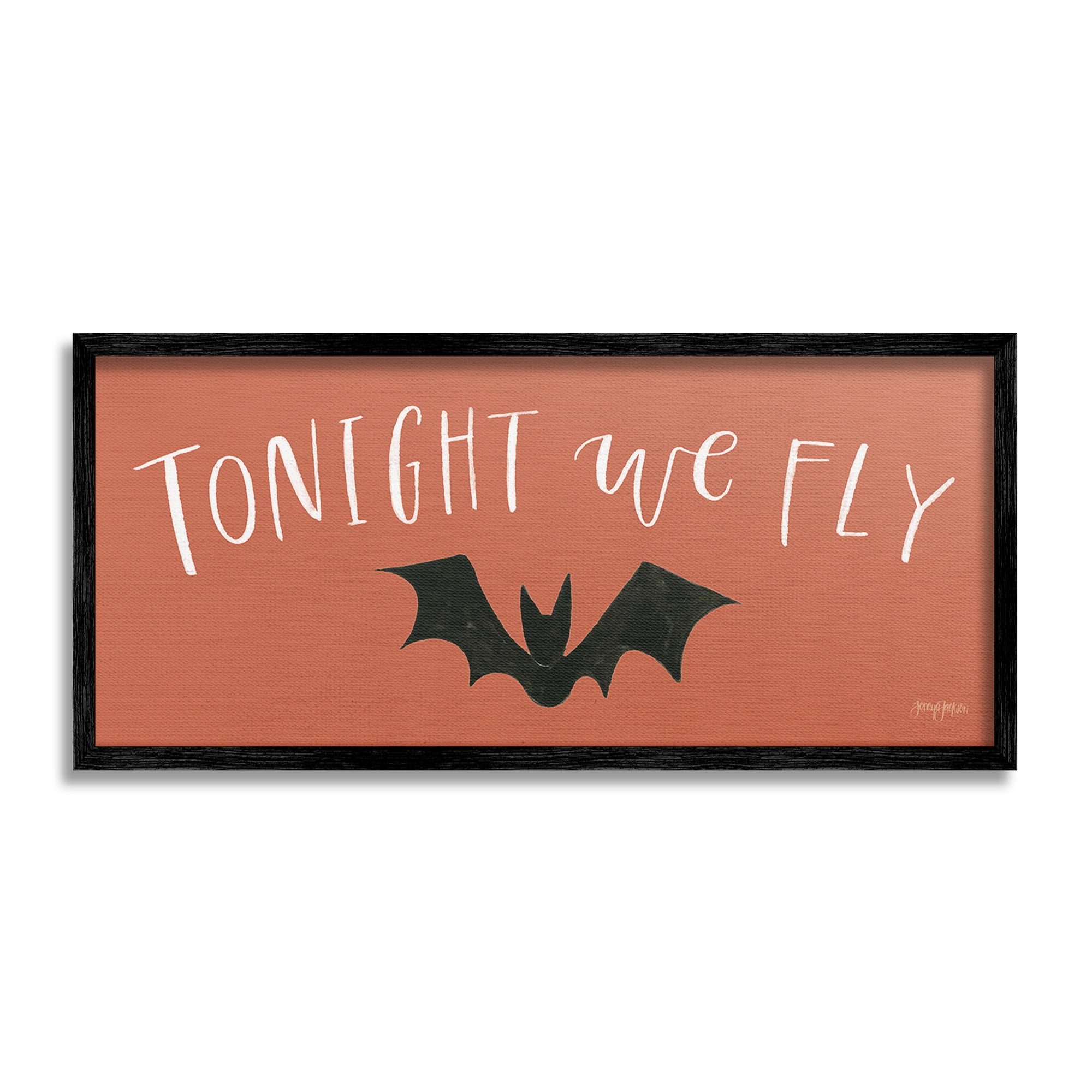 Stupell Industries Tonight We Fly Halloween Holiday Painting Black Framed Art Print Wall Art, 30 x 13