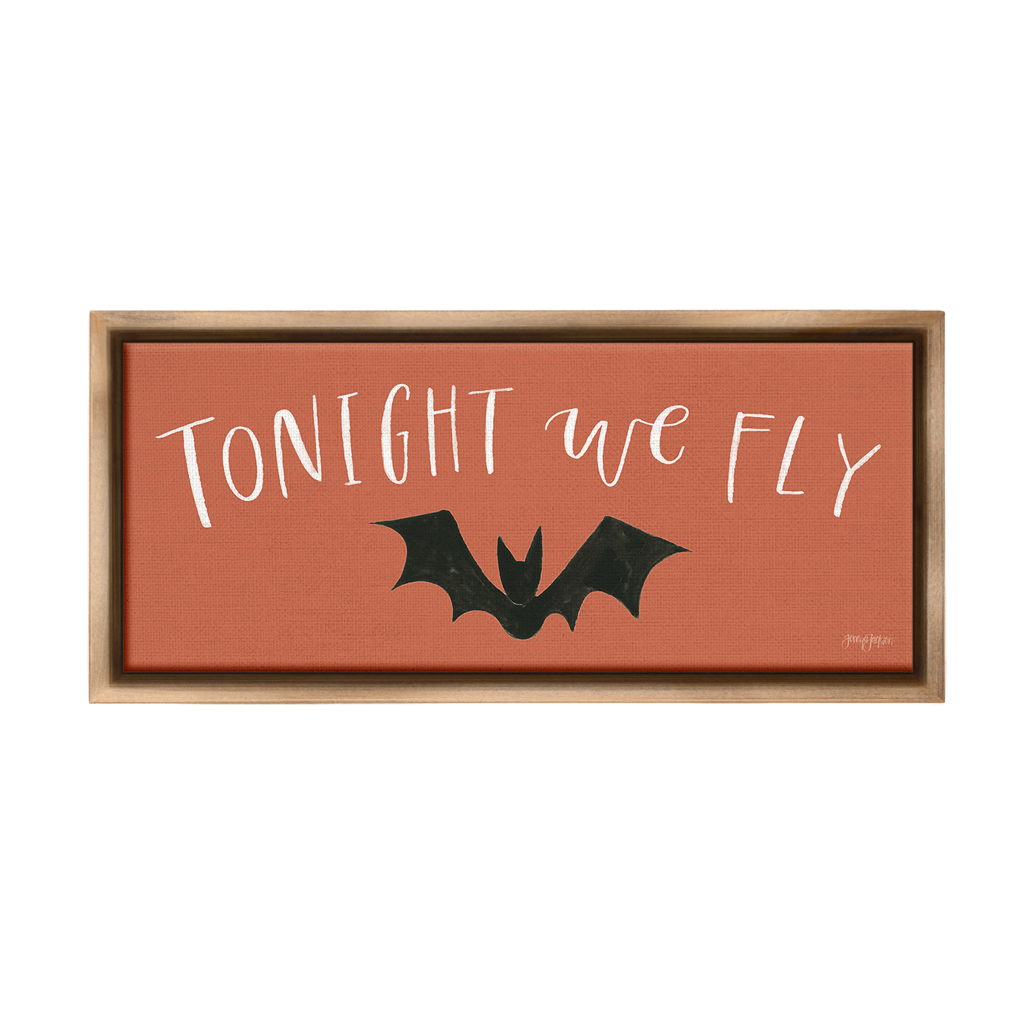 Stupell Industries Tonight We Fly Halloween Holiday Painting Brown Floater Framed Canvas Art Print Wall Art, 25 x 11
