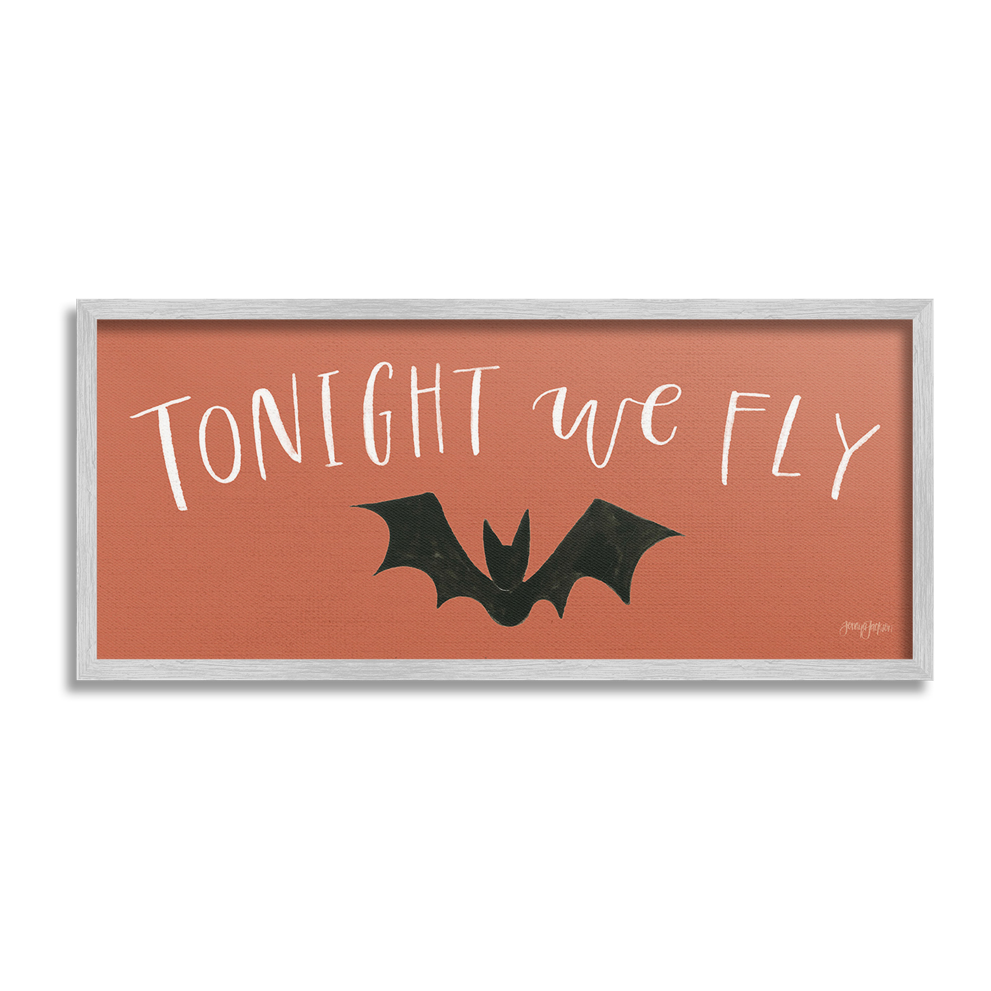 Stupell Industries Tonight We Fly Halloween Holiday Painting Gray Framed Art Print Wall Art, 24 x 10