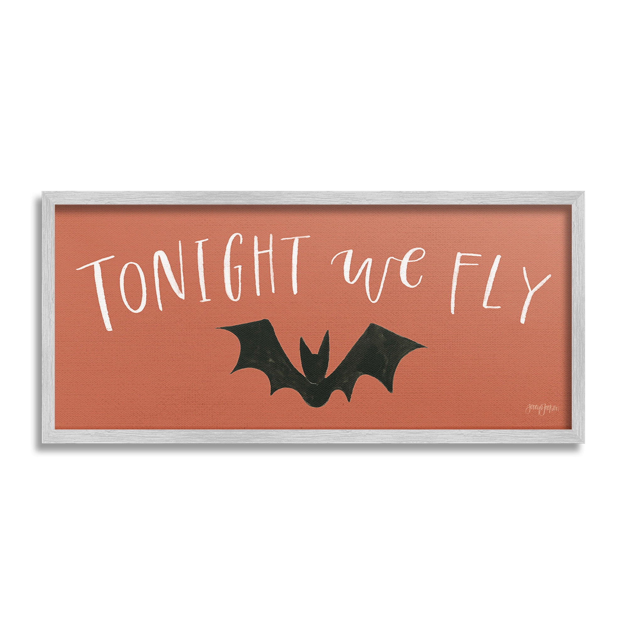 Stupell Industries Tonight We Fly Halloween Holiday Painting Gray Framed Art Print Wall Art, 30 x 13