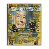 Stupell Industries Tony Bennett Collage People Drawing Black Framed Art Print Wall Art, 11 x 14