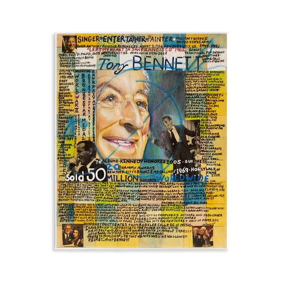 Stupell Industries Tony Bennett Collage People Drawing Unframed Art Print Wall Art, 11 x 14