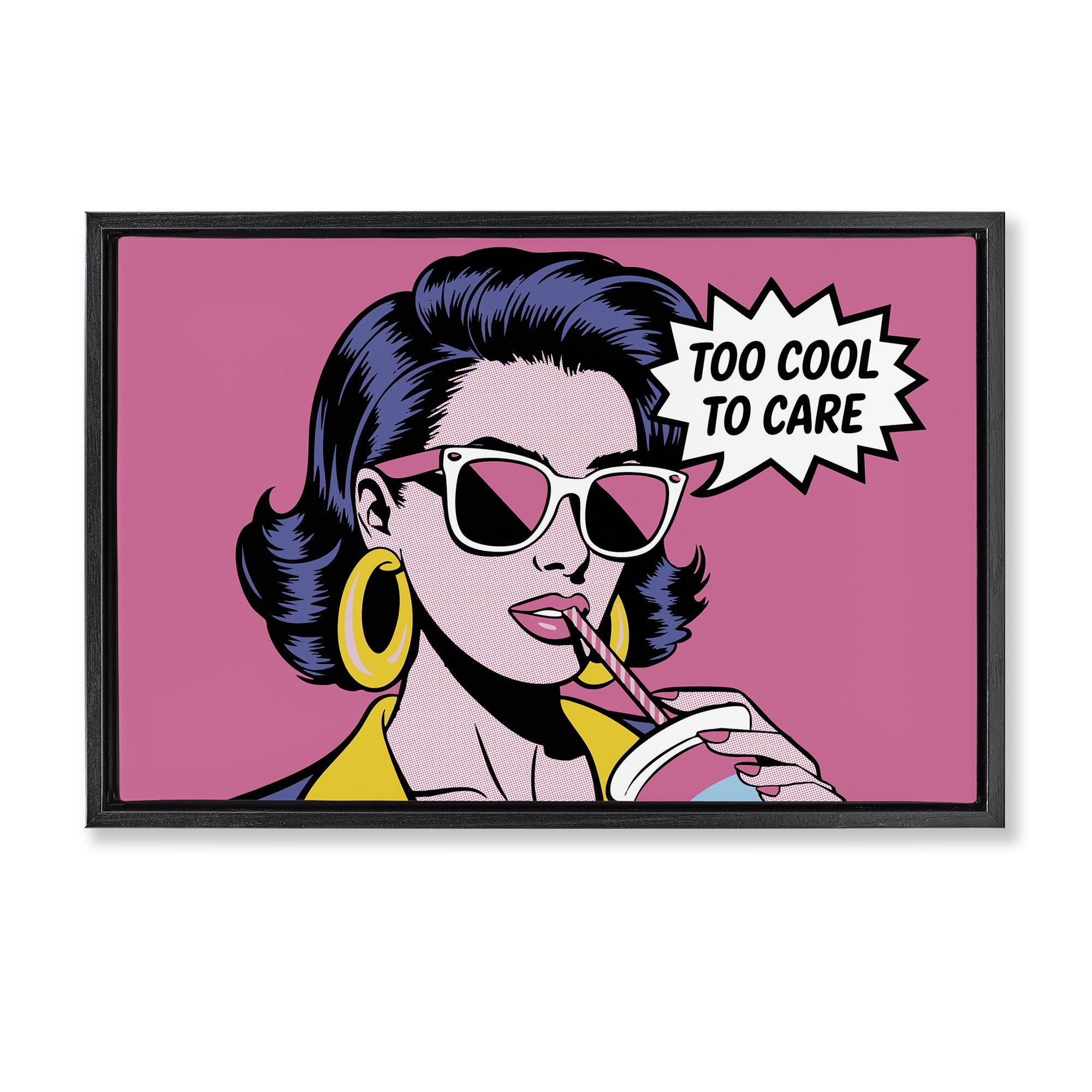 Stupell Industries Too Cool To Care Iconic Black Framed Floater Canvas Wall Art, design by Andreas Magnusson