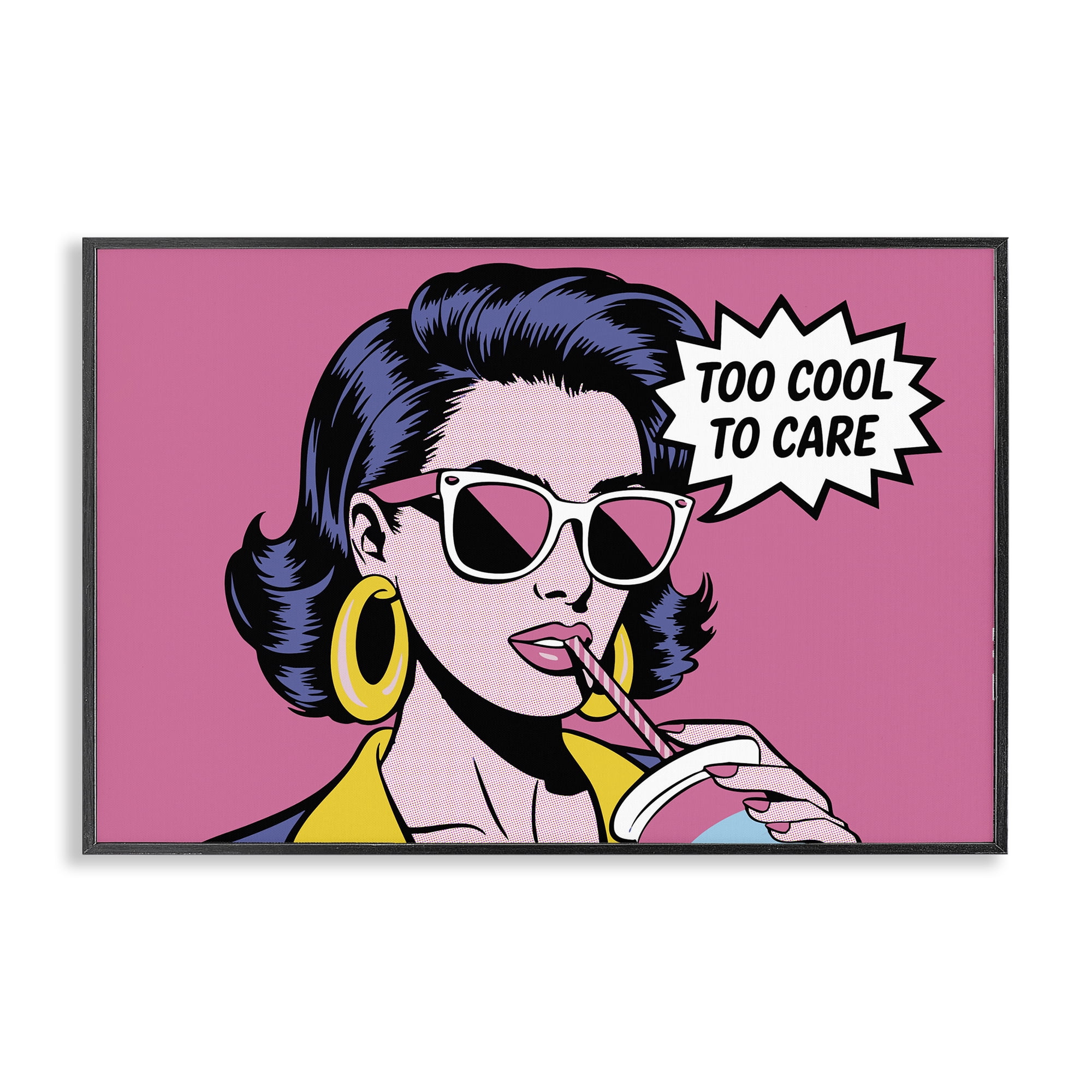 Stupell Industries Too Cool To Care Iconic Black Framed Giclee Art, design by Andreas Magnusson