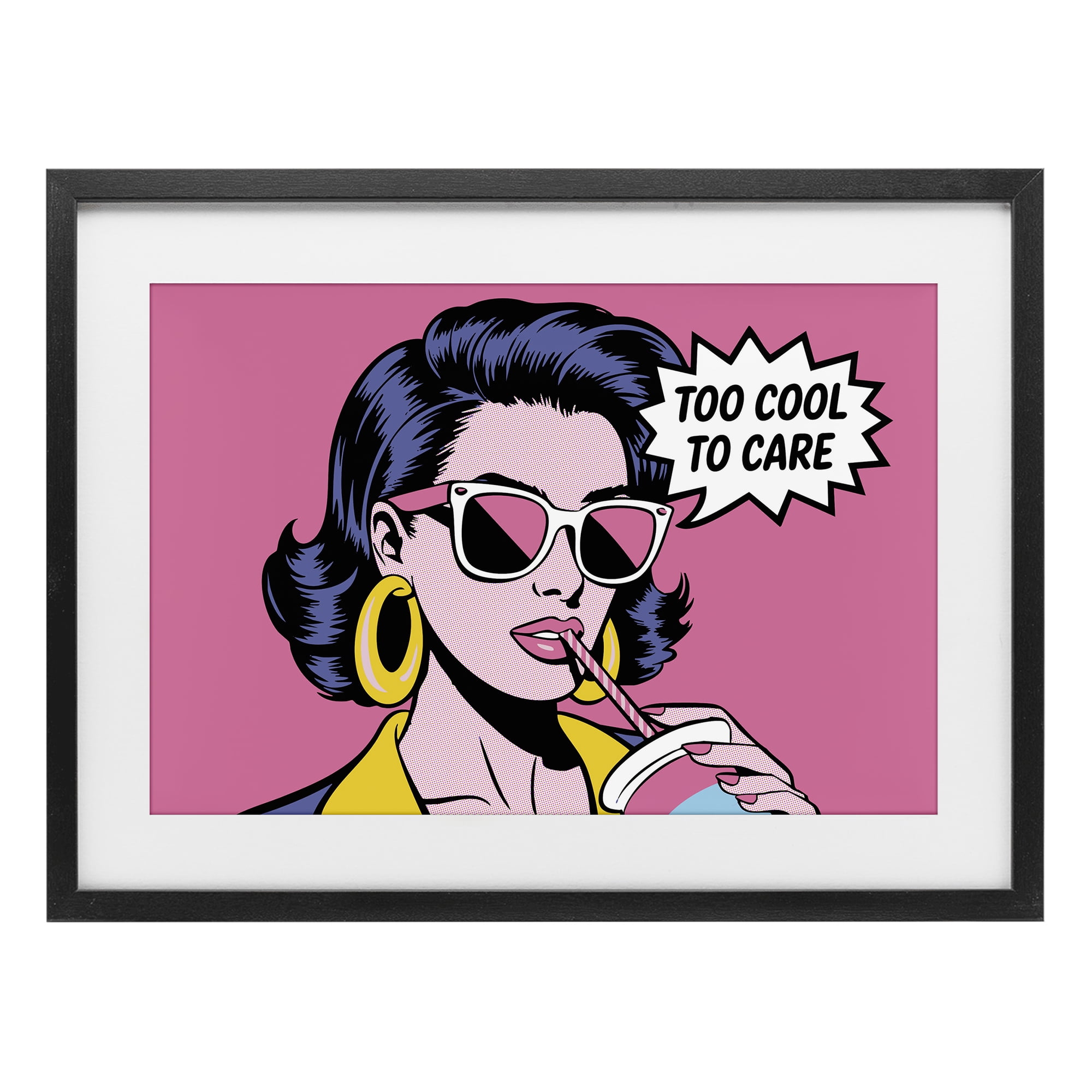 Stupell Industries Too Cool To Care Iconic Black Framed Print Under Glass, design by Andreas Magnusson