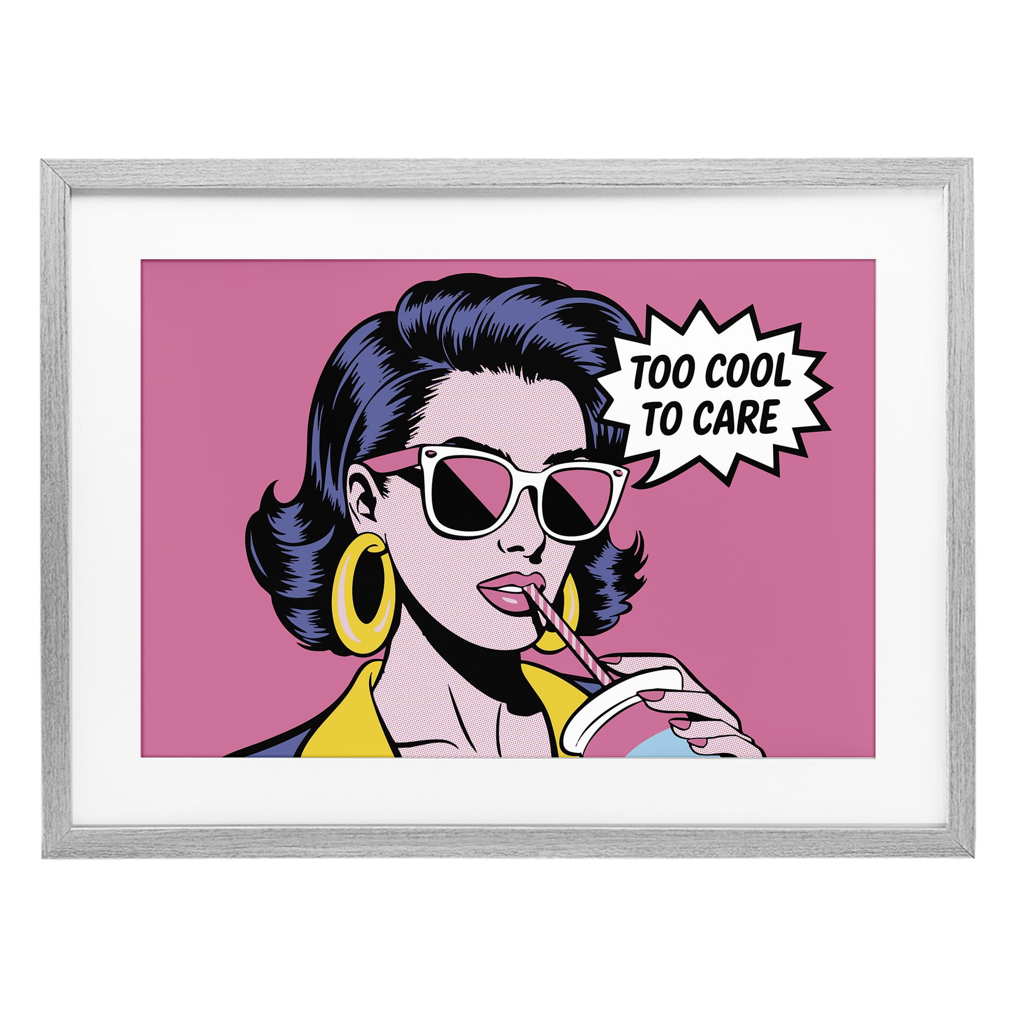 Stupell Industries Too Cool To Care Iconic Gray Framed Print Under Glass, design by Andreas Magnusson