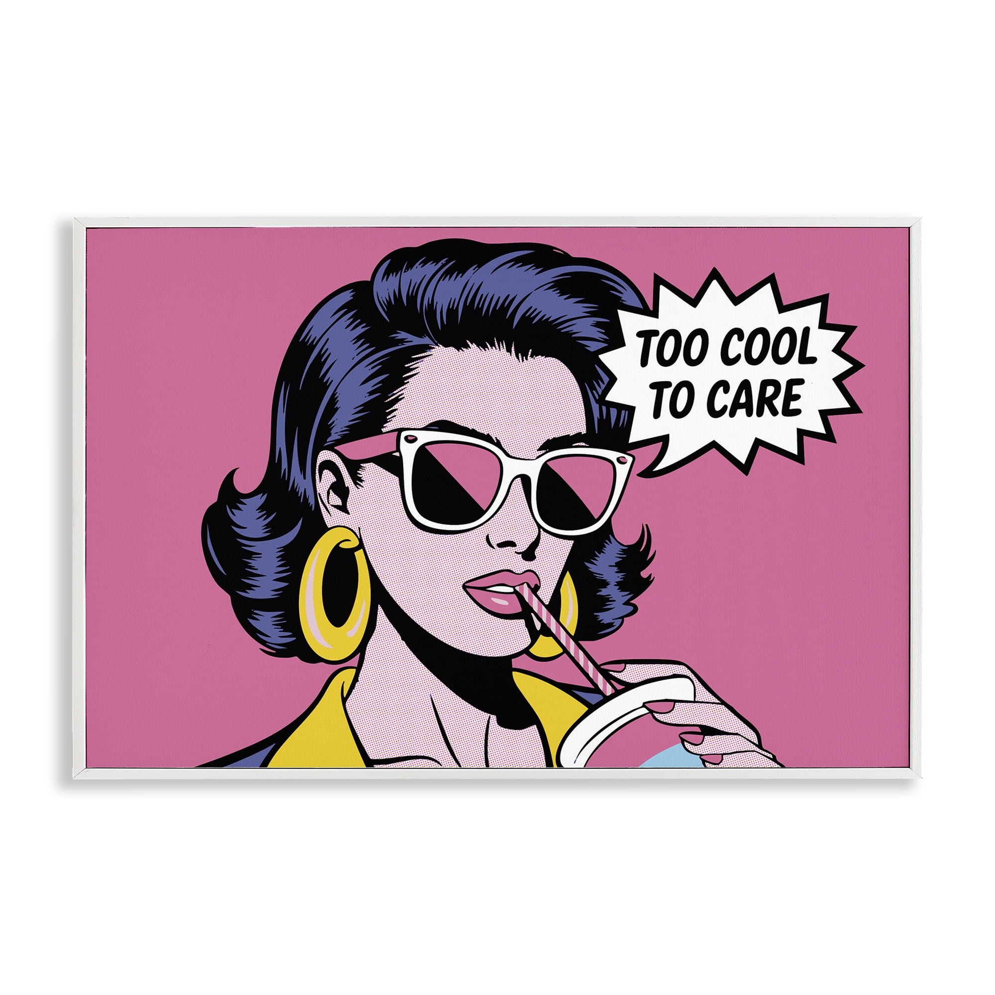 Stupell Industries Too Cool To Care Iconic White Framed Giclee Art, design by Andreas Magnusson