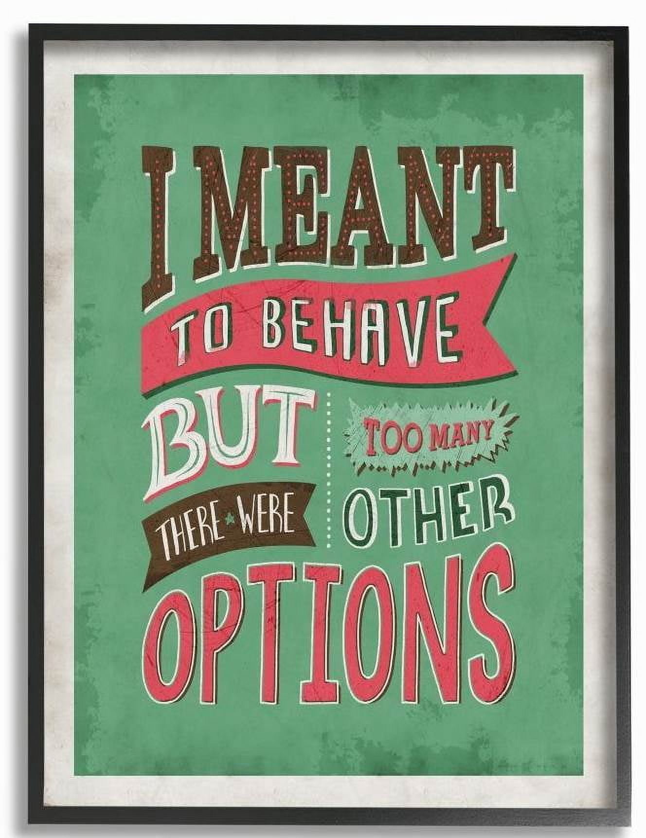 Stupell Industries Too Many Options Funny Word Red Green Design Framed Wall Art by Ester Kay