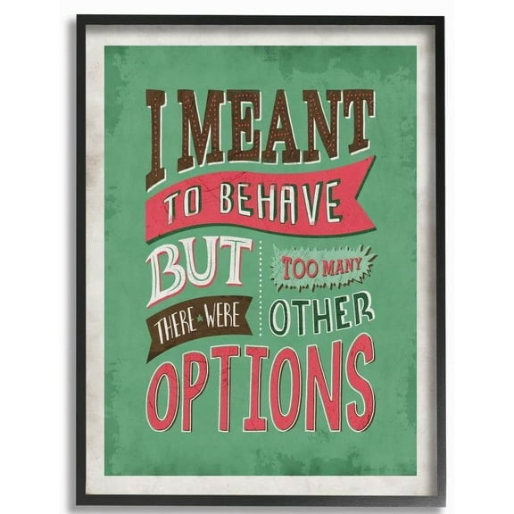 Stupell Industries Too Many Options Funny Word Red Green Design Framed Wall Art by Ester Kay