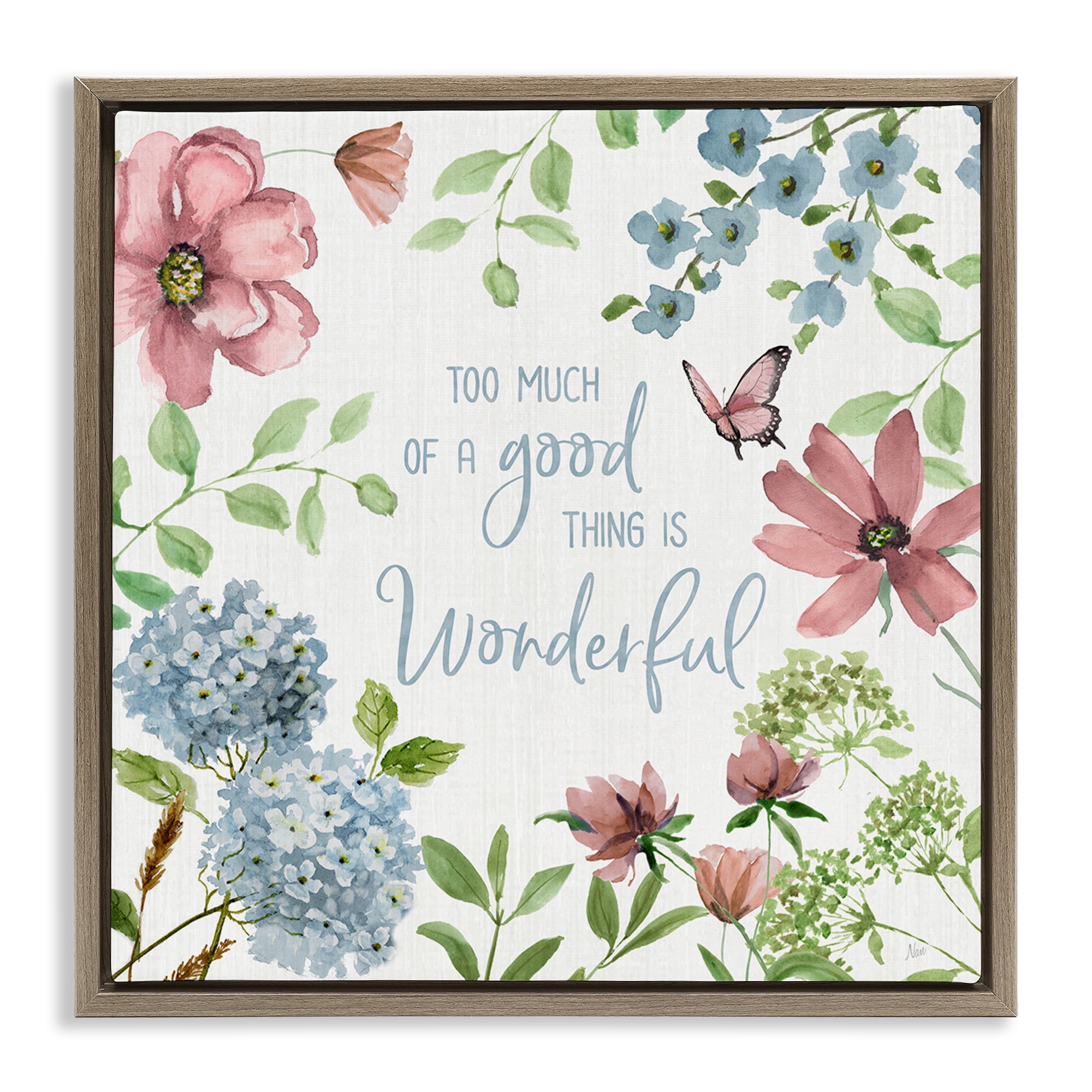 Stupell Industries Too Much Of A Good Thing Brown Framed Floater Canvas Wall Art, design by Nan