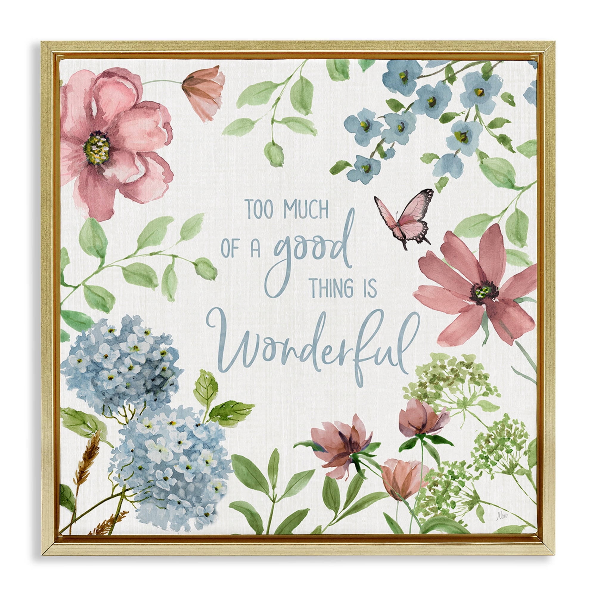 Stupell Industries Too Much Of A Good Thing Gold Framed Floater Canvas Wall Art, design by Nan