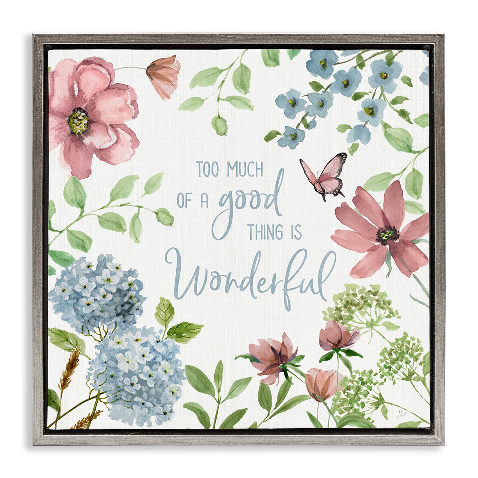 Stupell Industries Too Much Of A Good Thing Gray Framed Floater Canvas Wall Art, design by Nan