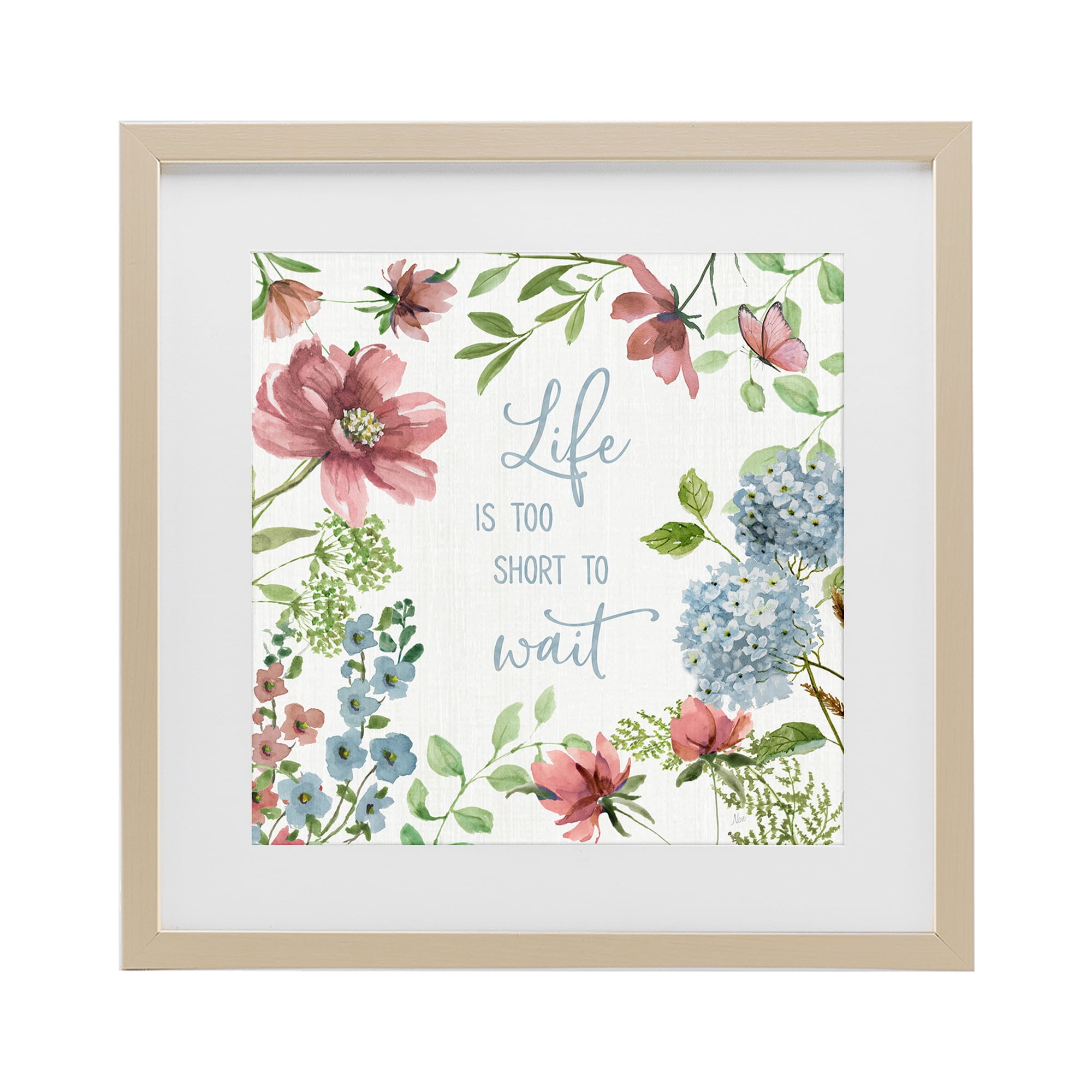 Stupell Industries Too Short To Wait Birch Framed Print Under Glass, design by Nan
