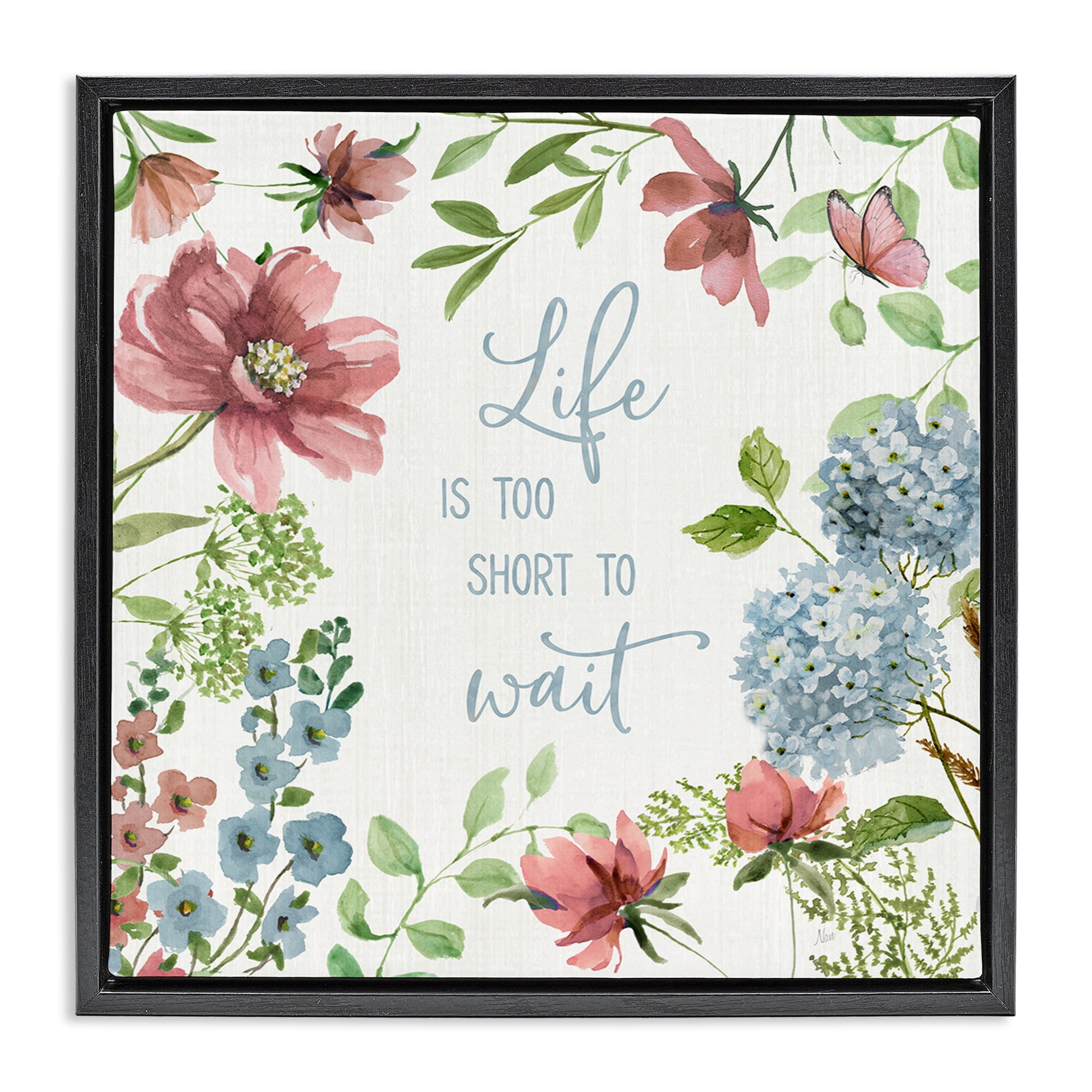 Stupell Industries Too Short To Wait Black Framed Floater Canvas Wall Art, design by Nan