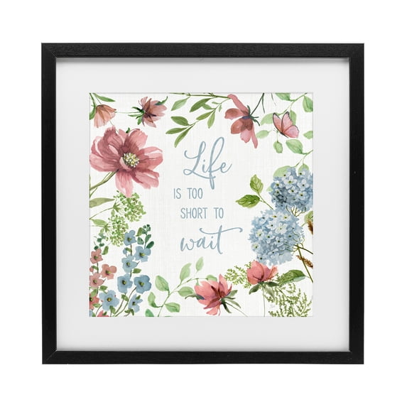 Stupell Industries French Country Too Short To Wait Black Framed Print Under Glass, 13 x 13, by Nan