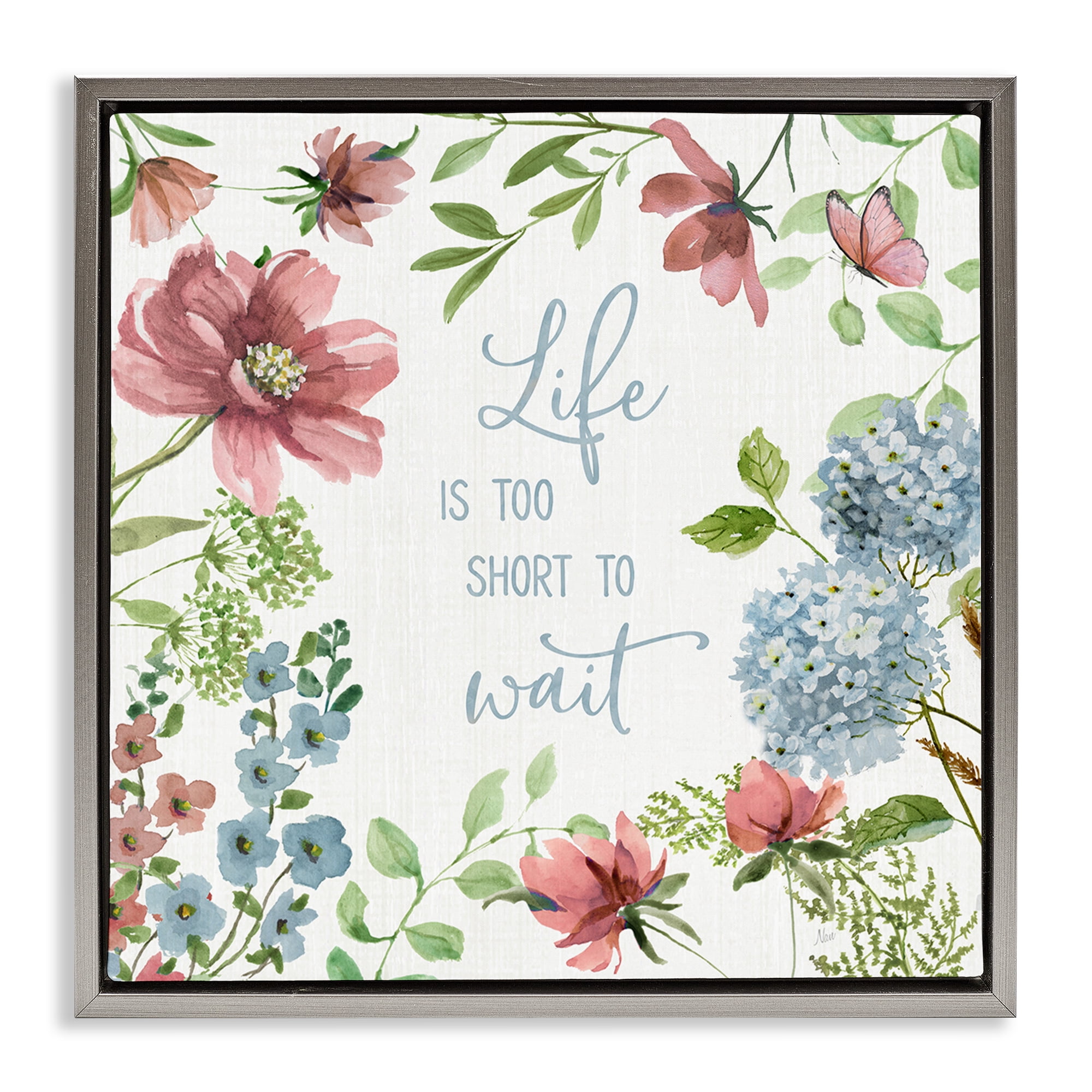Stupell Industries Too Short To Wait Gray Framed Floater Canvas Wall Art, design by Nan