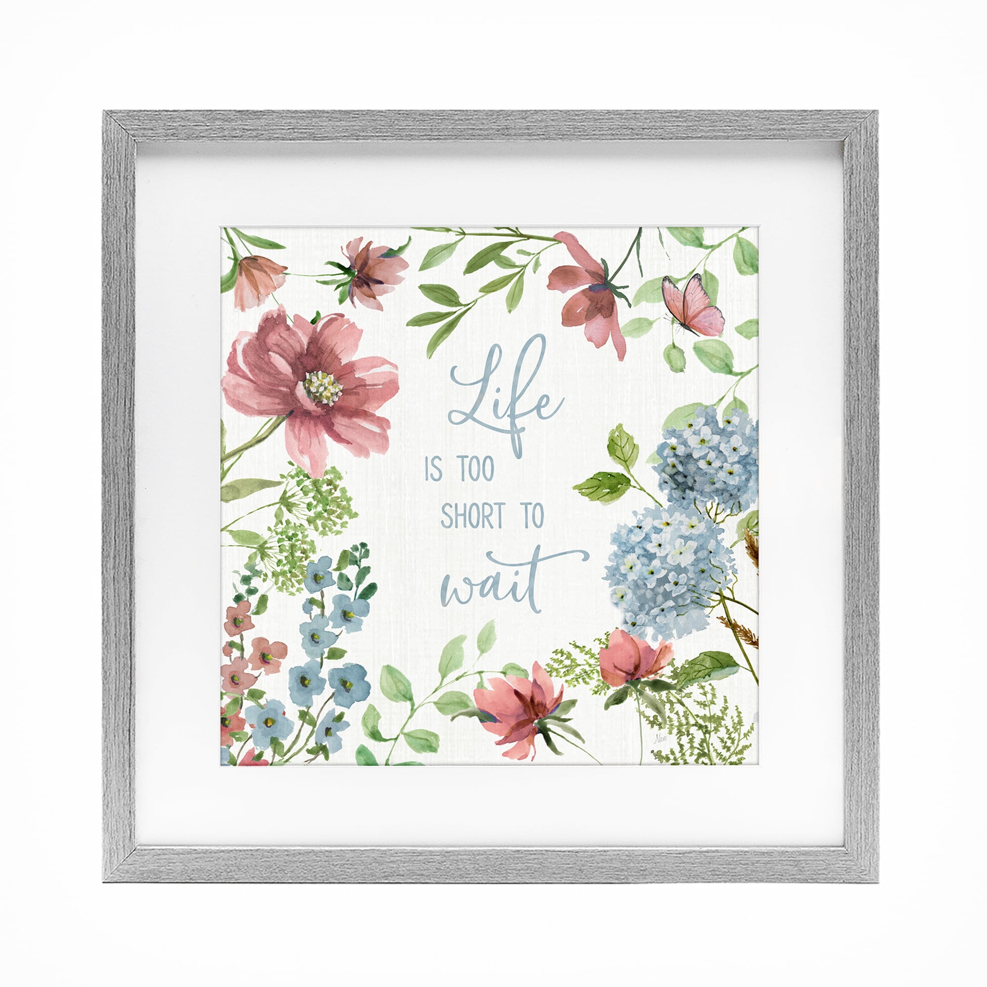 Stupell Industries Too Short To Wait Gray Framed Print Under Glass, design by Nan