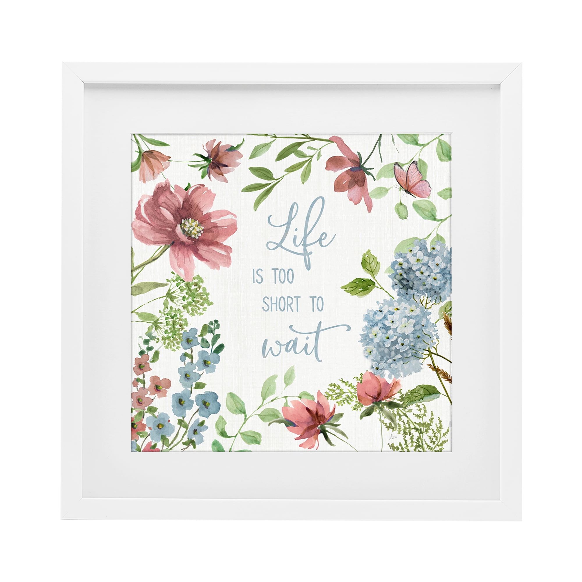 Stupell Industries Too Short To Wait White Framed Print Under Glass, design by Nan