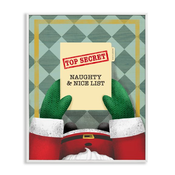 Stupell Industries Top Secret Santa List White Framed Giclee Art design by Jilly Jack Designs, 20 x 16