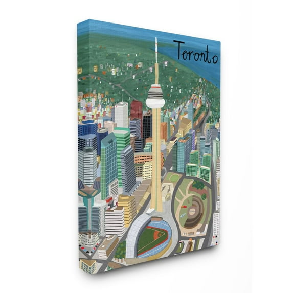 Stupell Industries Toronto Canada City Skyline Colorful Landmark Architecture Canvas Wall Art Design by Carla Daly, 36" x 48"