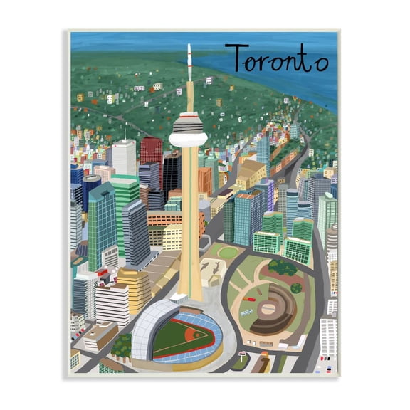 Stupell Industries Toronto Canada City Skyline Colorful Landmark Architecture Wall Plaque Design by Carla Daly, 13" x 19"