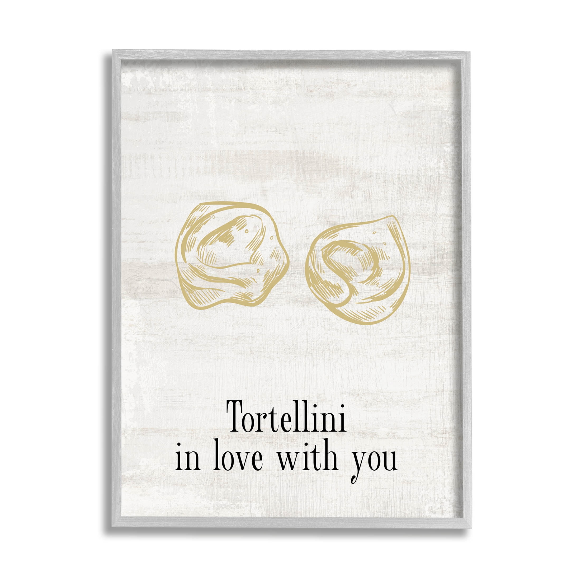 Stupell Industries Tortellini In Love With You Humor Graphic Art Gray Framed Art Print Wall Art, Design by Lil' Rue