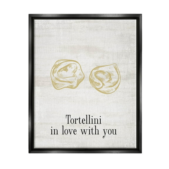 Stupell Industries Tortellini In Love With You Humor Graphic Art Jet Black Floating Framed Canvas Print Wall Art, Design by Lil' Rue